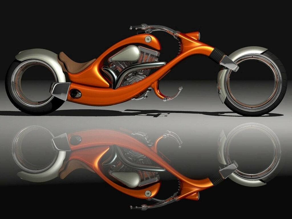 Futuristic Orange Motorcycle Wallpaper - Sleek & Stylish Design