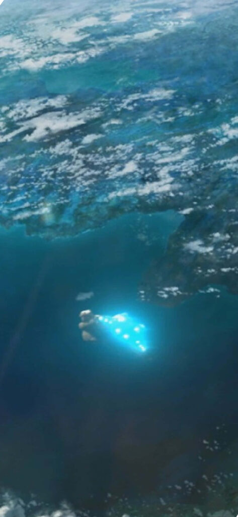 Futuristic Space Wallpaper: Glowing Craft Over Earth's Surface