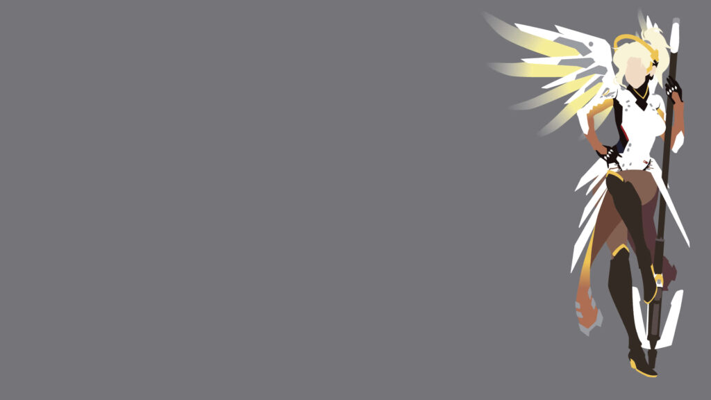 Overwatch Character Wallpaper: Futuristic Design on Gray Background