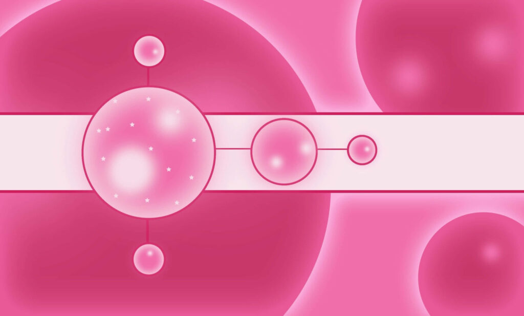 Vibrant Pink Background with Luminous Spheres and Stars Design Wallpaper