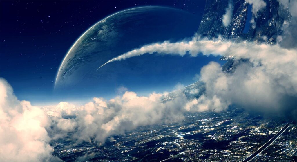Stunning Futuristic Planetary Surface Wallpaper Background