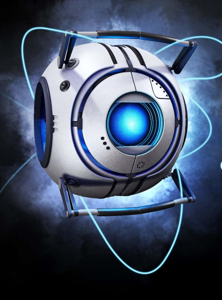 Futuristic Portal 2 Wallpaper: Glowing Core & Dynamic Blue Wires
