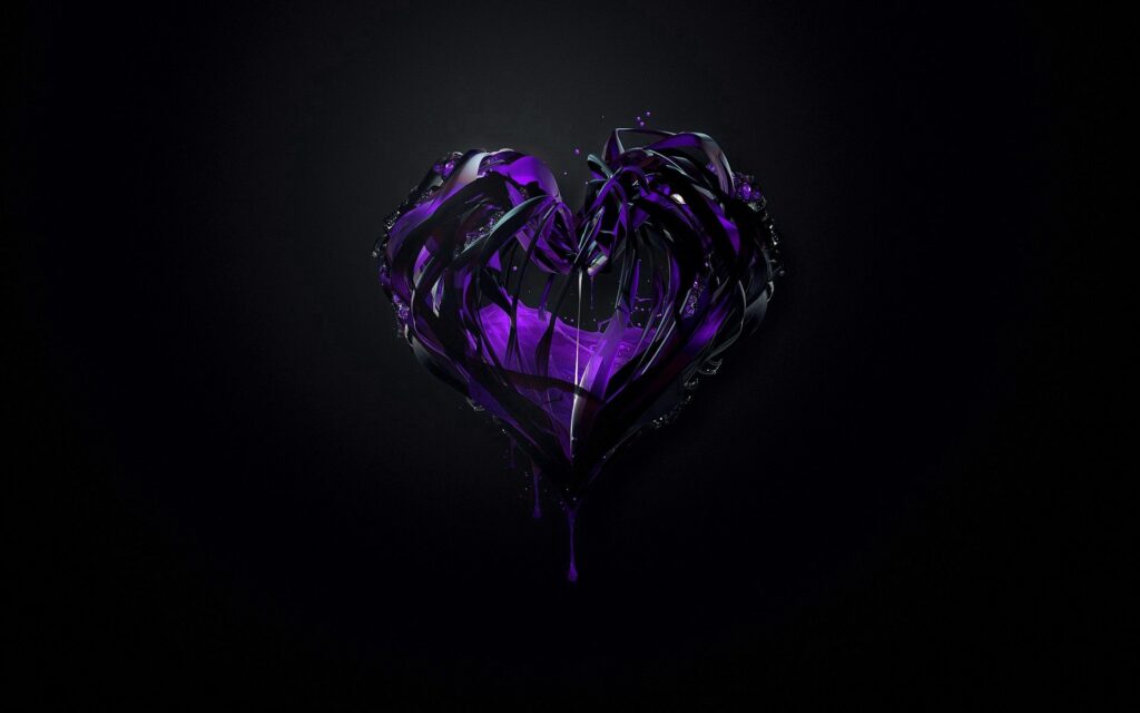 Futuristic Abstract Heart Wallpaper in Purple and Black | 1920x1200