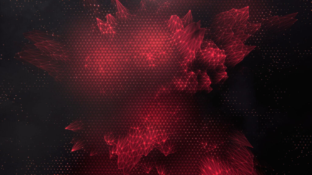 Futuristic Tech Wallpaper: Vibrant Red Abstract Pattern on Dark Background