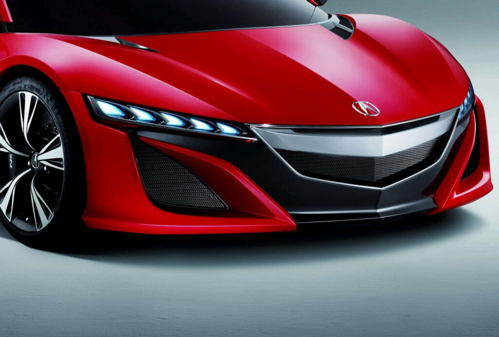 Futuristic Red Acura Sports Car Wallpaper: Sleek Design & LED Style