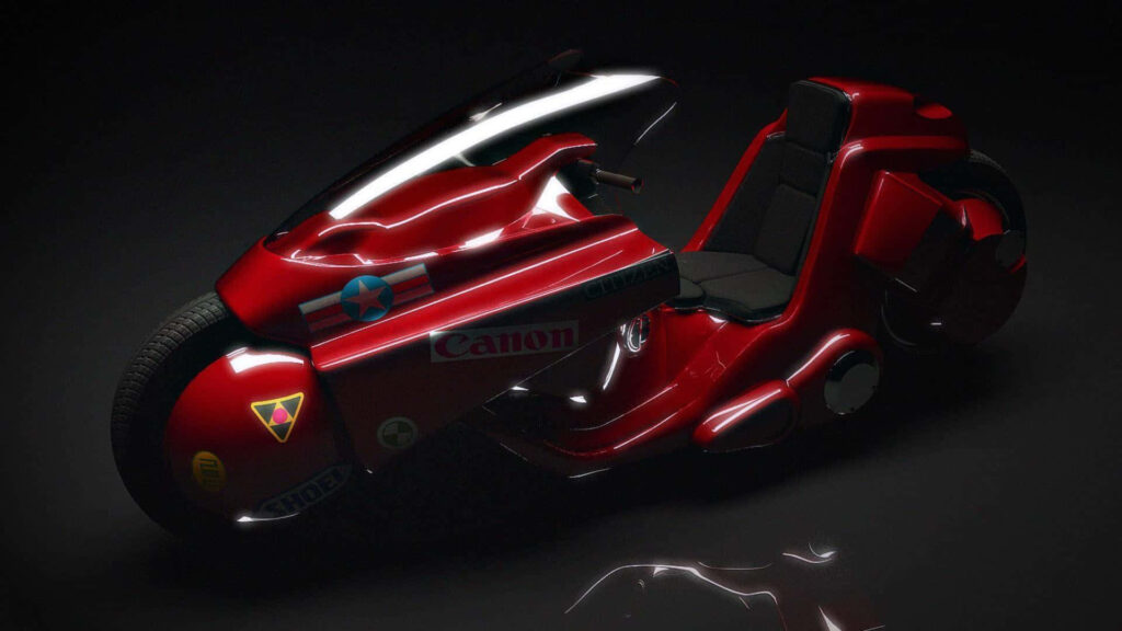 Futuristic Red Bike from Akira - 3D Digital Artwork Wallpaper