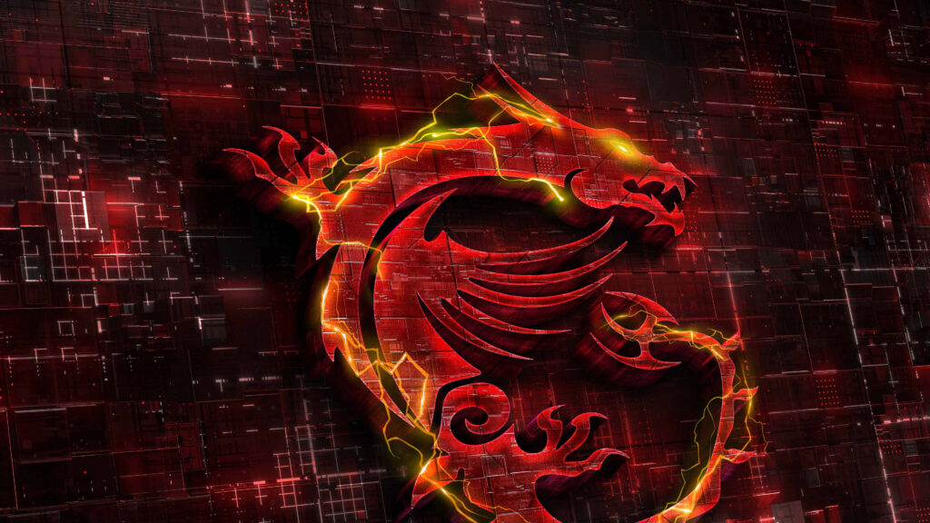 Futuristic Red Dragon Emblem Wallpaper with High-Tech Design