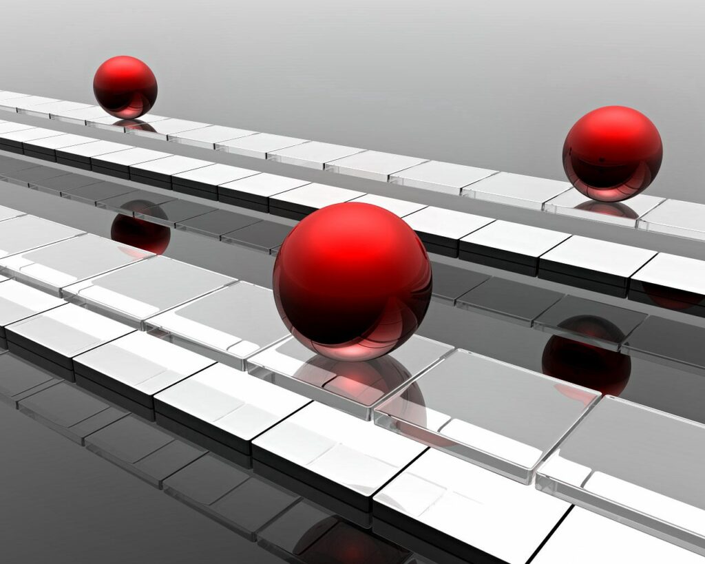 Futuristic Red Metallic Spheres Wallpaper - 1280x1024 Minimalist Design