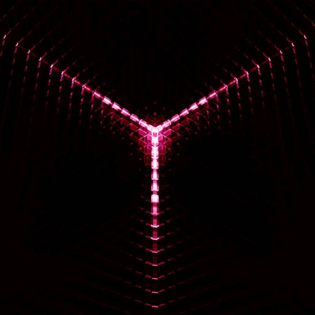 Abstract wallpaper with red neon geometric tunnel on black background for modern screens