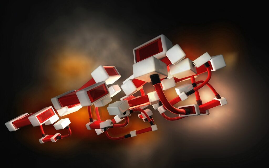 Futuristic Red & White Cubes Wallpaper - 1920x1200 Abstract Design