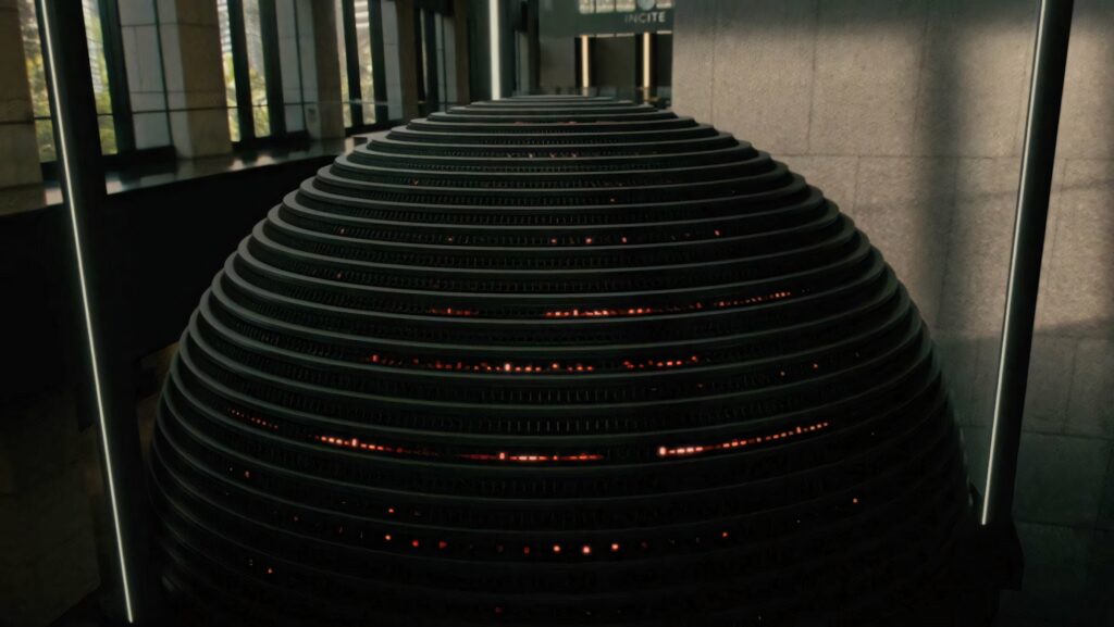 Futuristic Rehoboam Database Wallpaper: Glowing Westworld Design