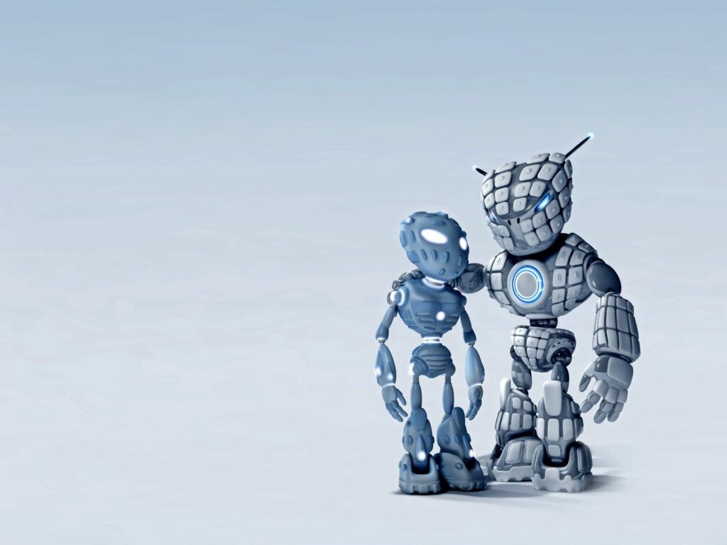 Futuristic Robots Wallpaper: Sleek Design on Minimalist Background