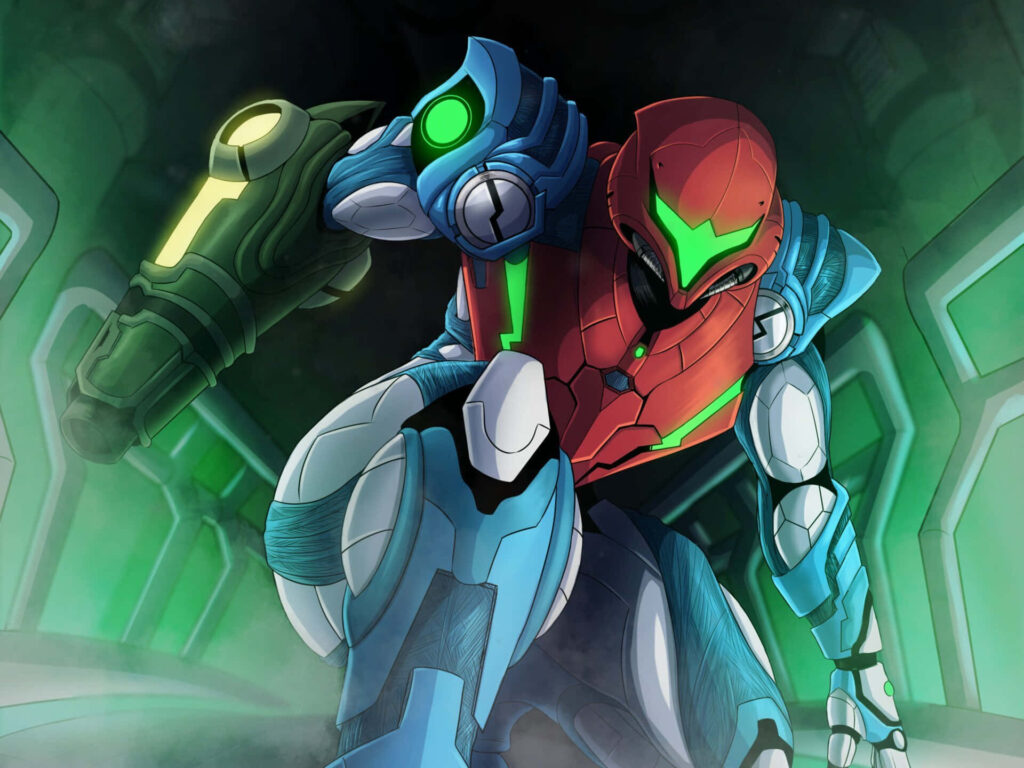 Futuristic Robot Wallpaper: Vibrant Sci-Fi Design with Glowing Accents
