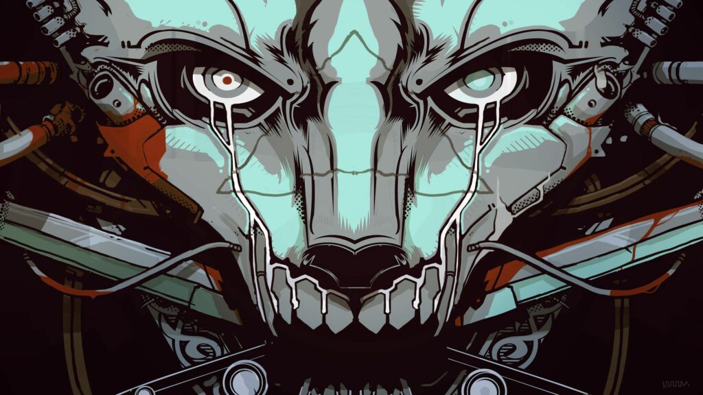 Futuristic Robotic Face Wallpaper - 2560x1440 Abstract Design
