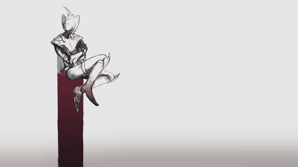 Futuristic Robotic Figure Sketch on Minimalist White Background Wallpaper