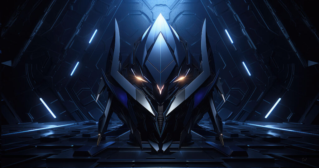 Dark Abstract Robotic Spider Wallpaper: Futuristic Geometric Background