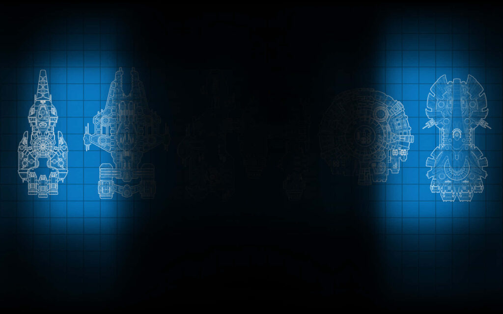Futuristic Battleship Blueprint Wallpaper - Sci-Fi Grid Background