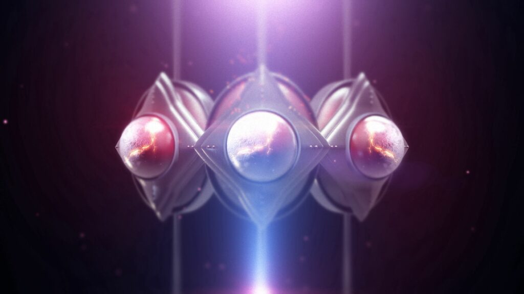 Futuristic 1920x1080 Wallpaper: Symmetrical Design with Glowing Spheres