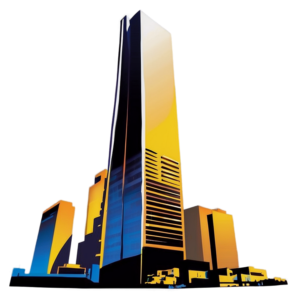 Futuristic Skyscraper Wallpaper: Bold Yellow & Blue Gradient Art
