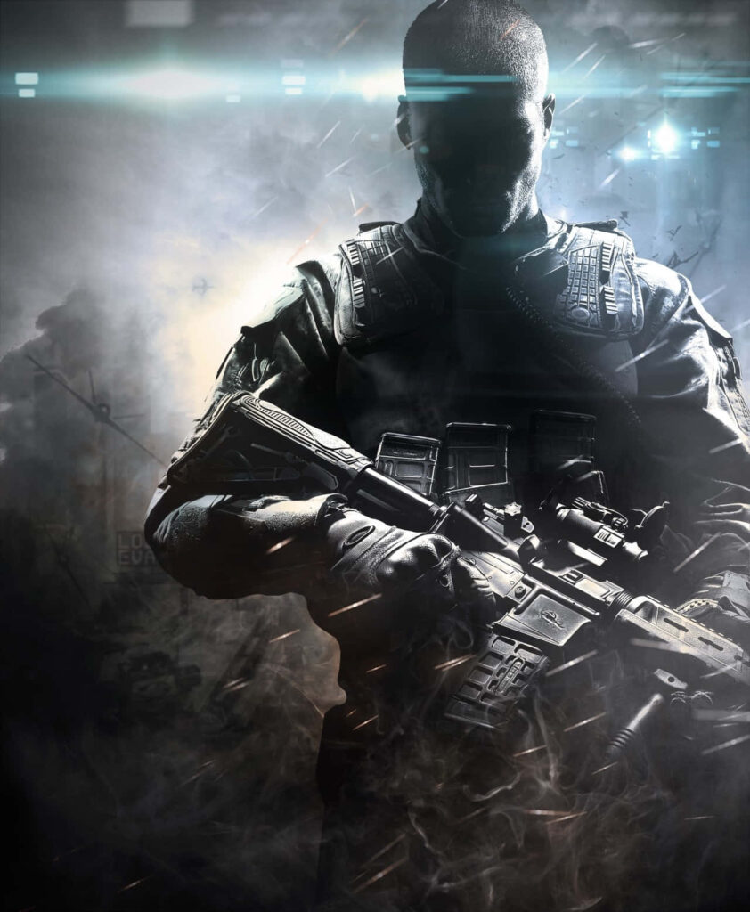 Futuristic Soldier Wallpaper: Dark Combat Gear & Intense Atmosphere