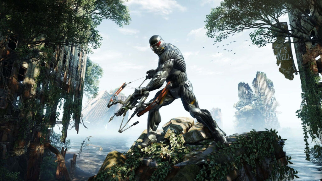 Futuristic Soldier in Advanced Combat Suit - Post-Apocalyptic Wallpaper