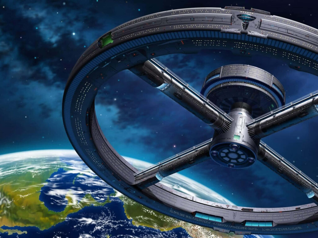 Futuristic Space Station Wallpaper: Stunning Earth Orbit Design