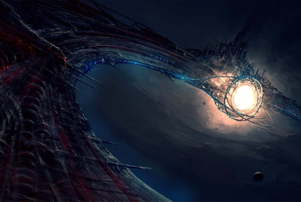 Futuristic Space Station Wallpaper: Cosmic Art for Your Background
