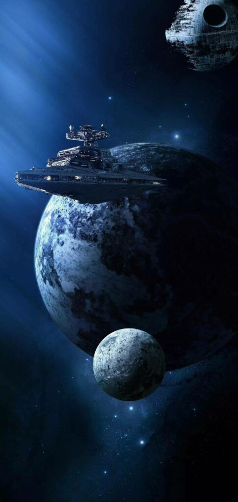 Futuristic Spaceship 4K Wallpaper Over Cosmic Planet Background