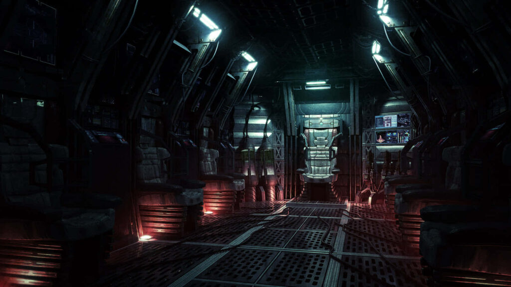 Futuristic Spaceship Interior: Sci-Fi Wallpaper with High-Tech Design