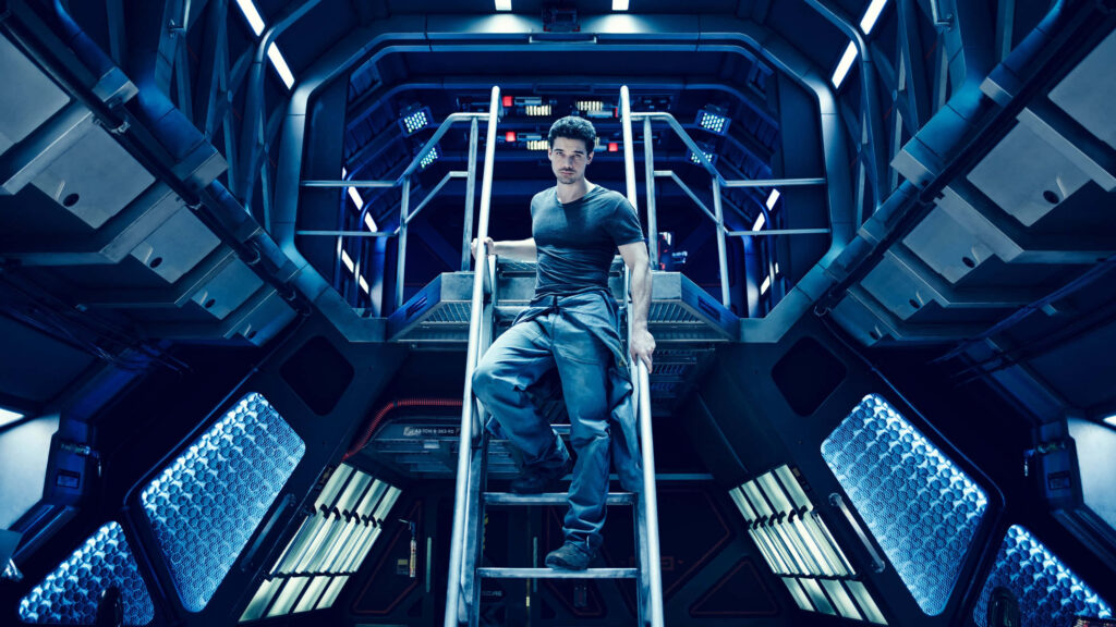 Futuristic Spaceship Interior with Ladder: *The Expanse* Wallpaper