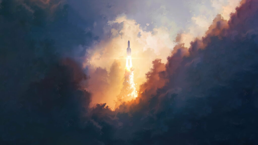 Futuristic Spaceship Launch HD Wallpaper: Inspiring Space Exploration