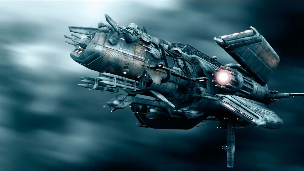 Futuristic Spaceship Wallpaper: Sleek Design in Cosmic Backdrop