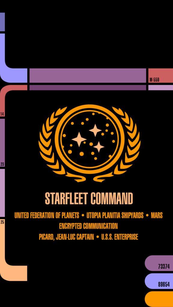 Futuristic Star Trek Wallpaper: Starfleet Emblem & USS Enterprise Design