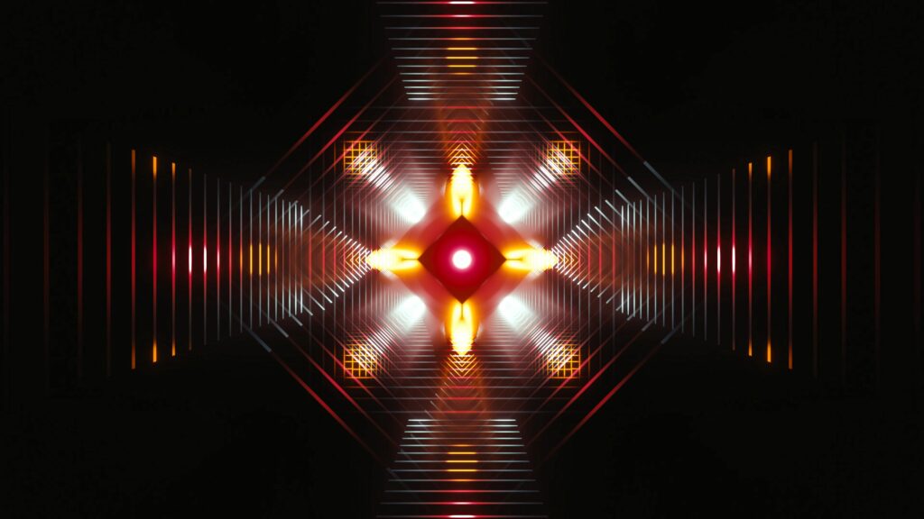 Vivid Abstract 3840x2160 Wallpaper: Symmetrical Glow & Geometric Shapes