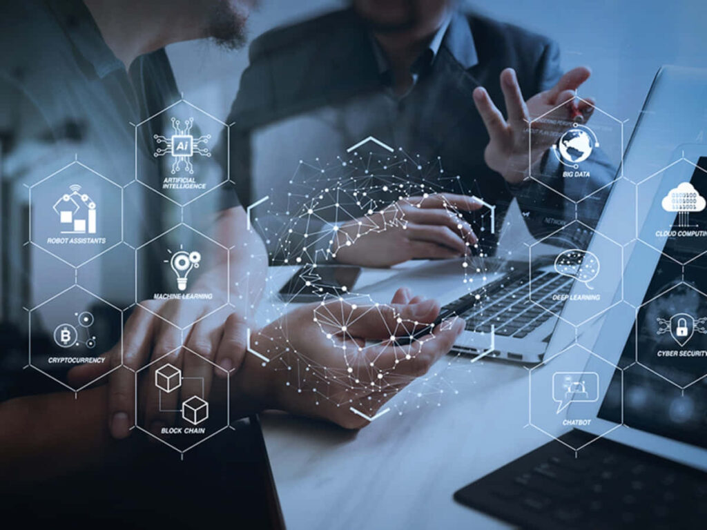 Futuristic Technology Wallpaper: AI, Blockchain & Connectivity Design