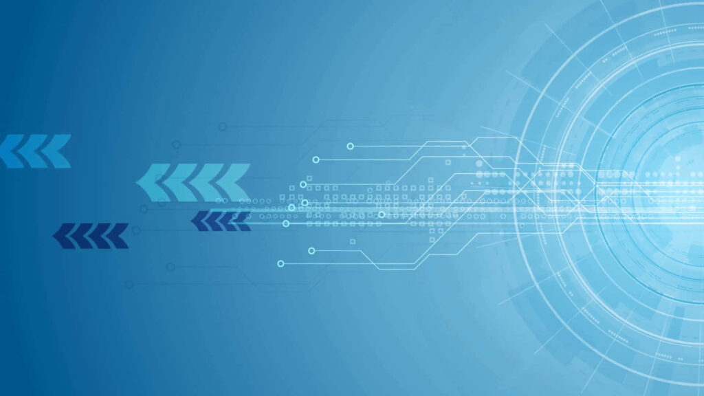 Futuristic Tech Wallpaper: Circular Structures & Chevron Arrows