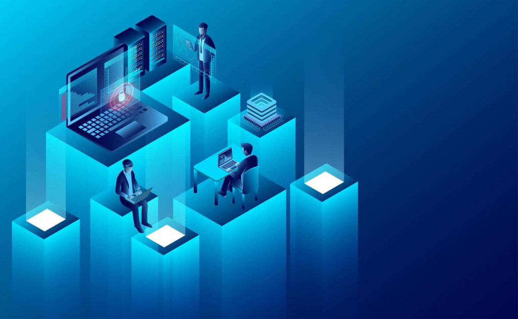 Futuristic Technology Wallpaper: Professionals & Glowing Holograms