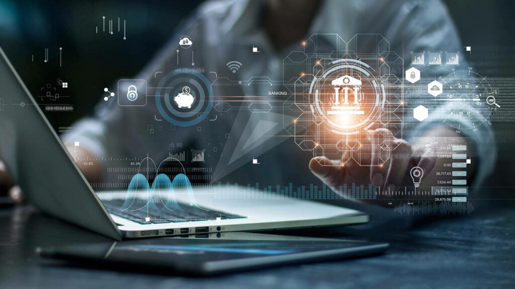 Futuristic Tech Wallpaper: Data Analysis & Business Management Design