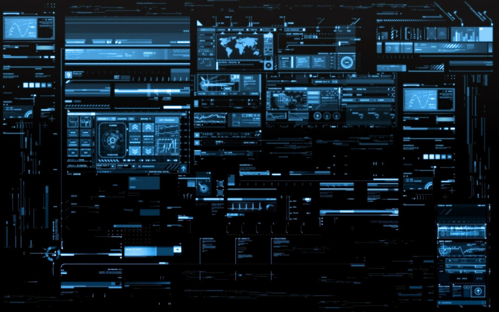 Futuristic UI Design Wallpaper: Digital Panels & Data Visualizations