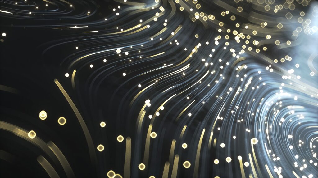 Futuristic Abstract Wallpaper: Wavy Lines & Dynamic Sparks Background