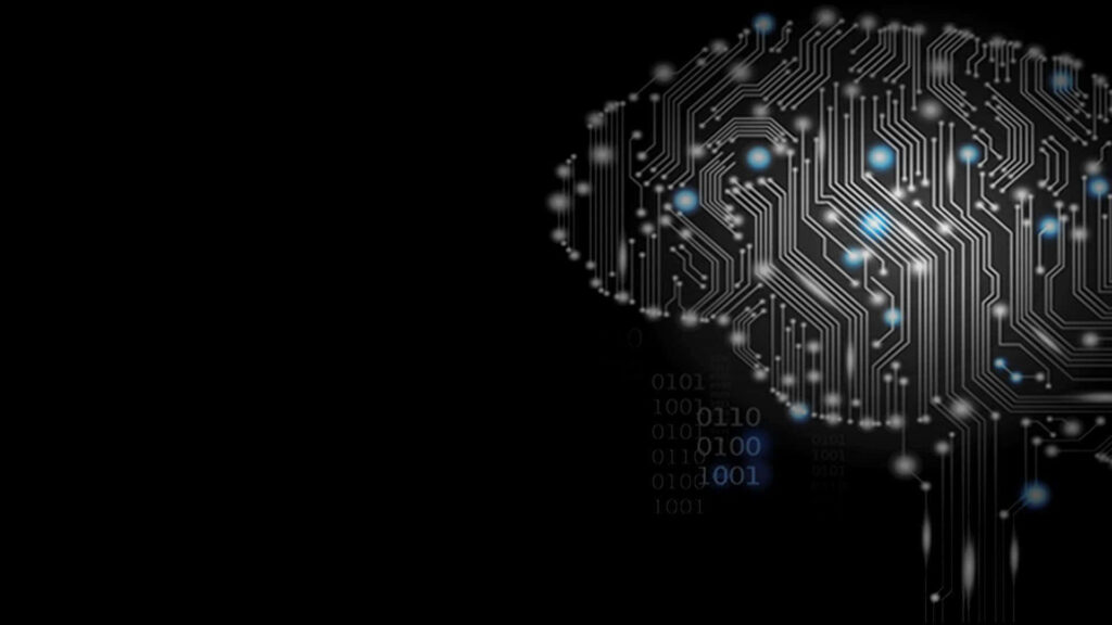 Futuristic Wallpaper: Digital Human Brain & AI Circuits Background