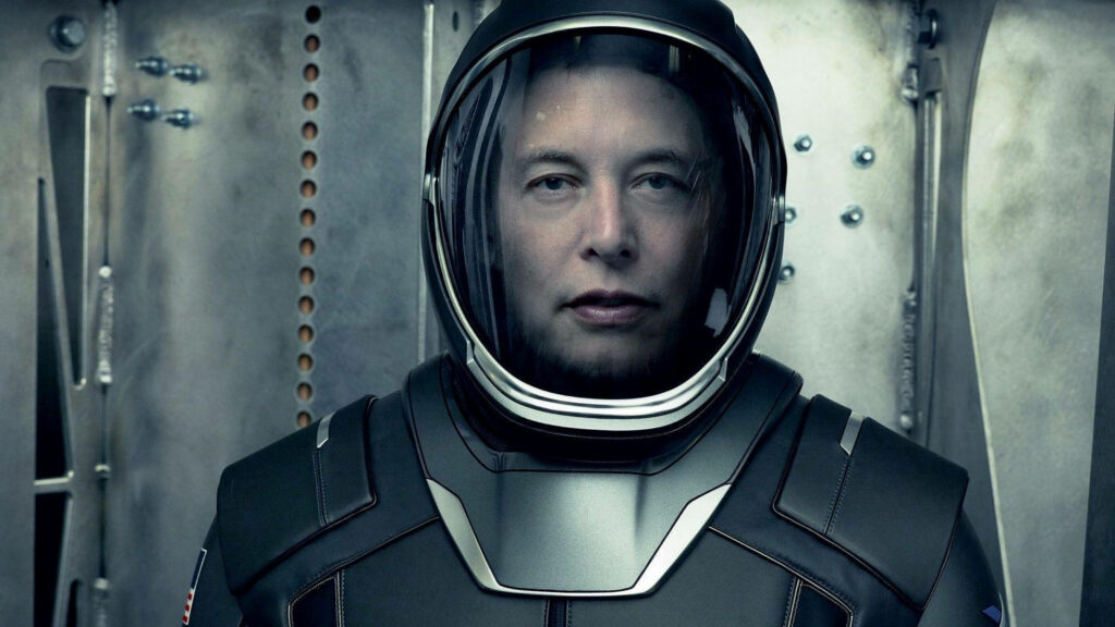 Futuristic Wallpaper: Elon Musk in SpaceX Spacesuit & Metallic Design