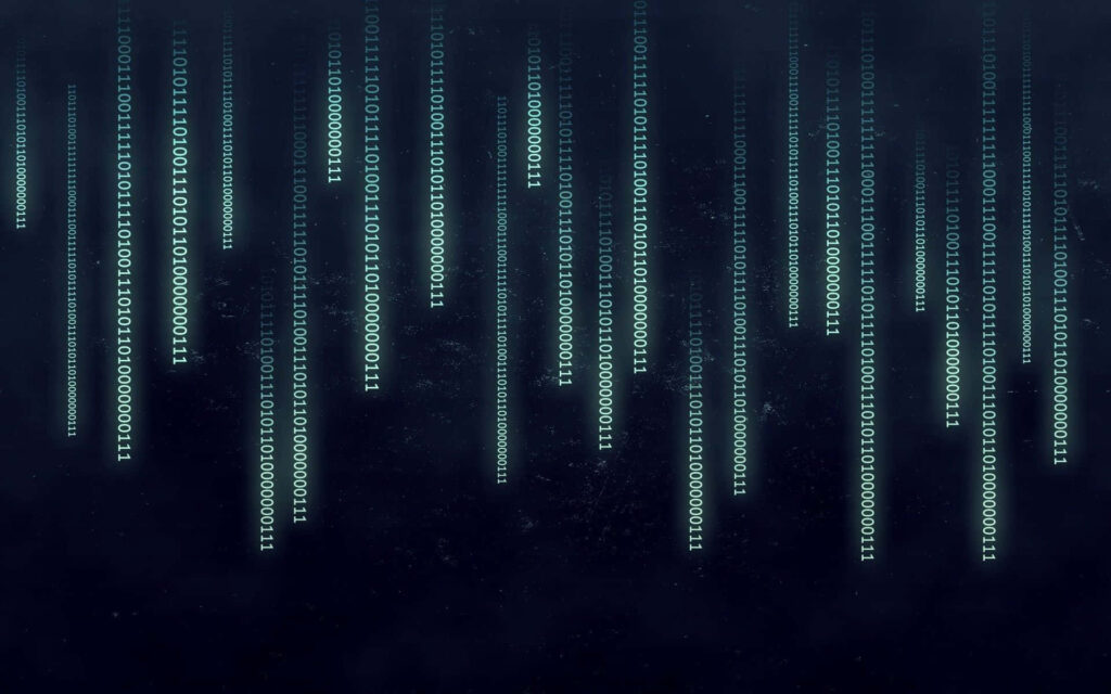 Futuristic Wallpaper: Glowing Binary Code Streaming Background
