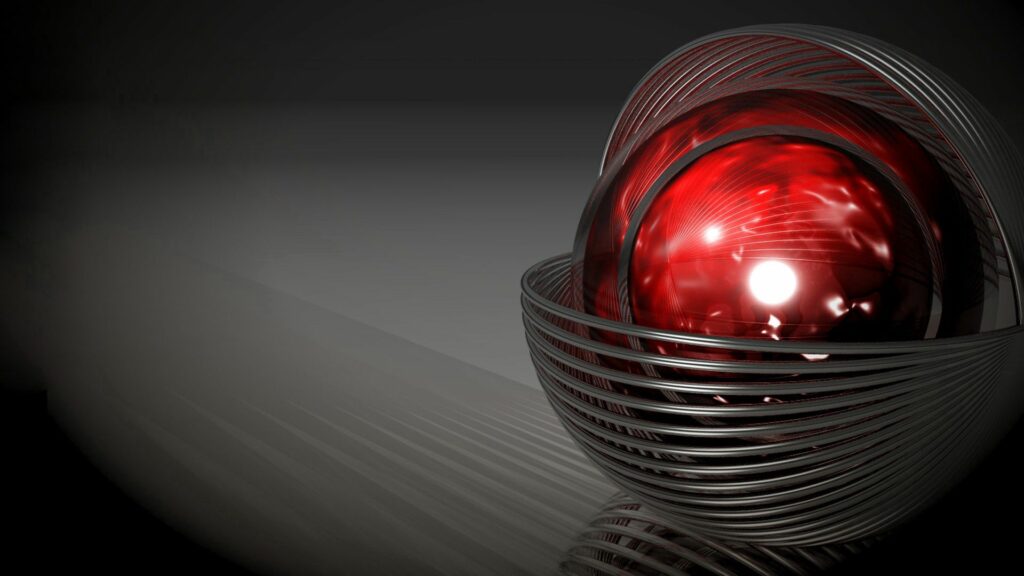 Futuristic Red Sphere Wallpaper - 1920x1080 Sleek Metallic Design