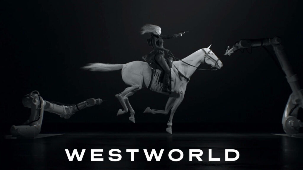 Westworld Dynamic Wallpaper: Girl on White Horse with Futuristic Touch