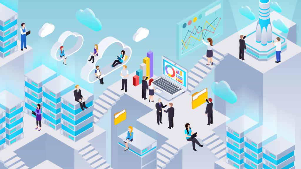 Futuristic Workplace Wallpaper: Collaboration & Advanced Technology