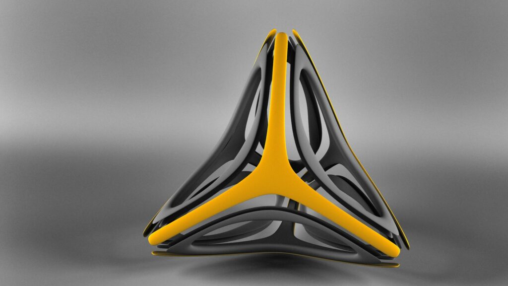 Modern Yellow & Black Abstract Sculpture Wallpaper - 1920x1080