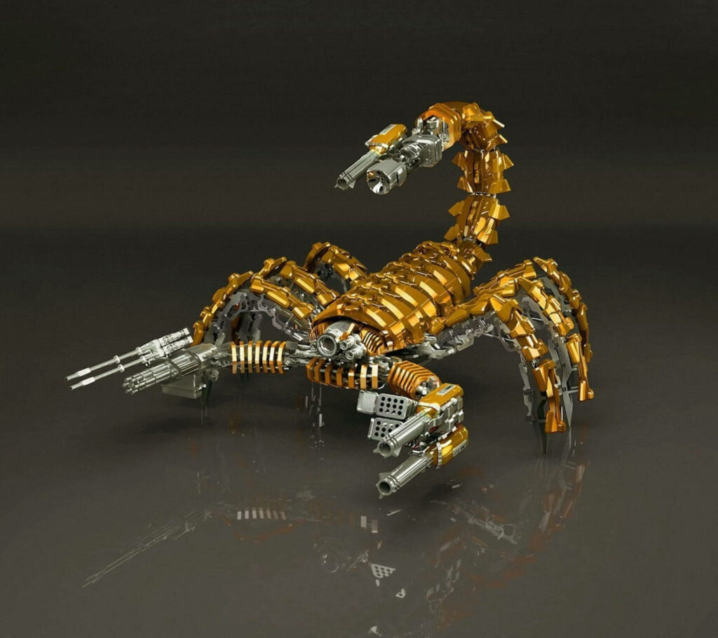 Futuristic Yellow Scorpion Robot Wallpaper - Sci-Fi Art Design