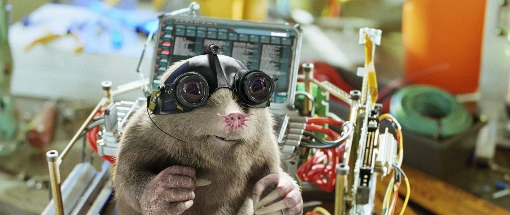 Speckles the star-nosed mole with tactical goggles at electronic workbench CGI wallpaper HD