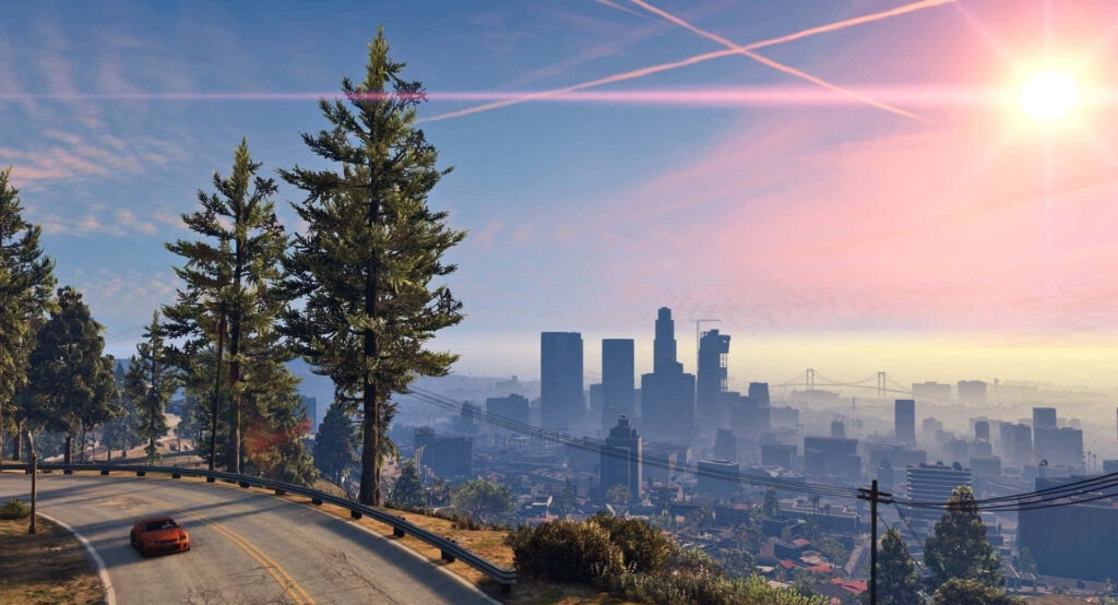 Serenity at Sundown: Captivating Cityscape in the GTA 5 Desktop Wallpaper